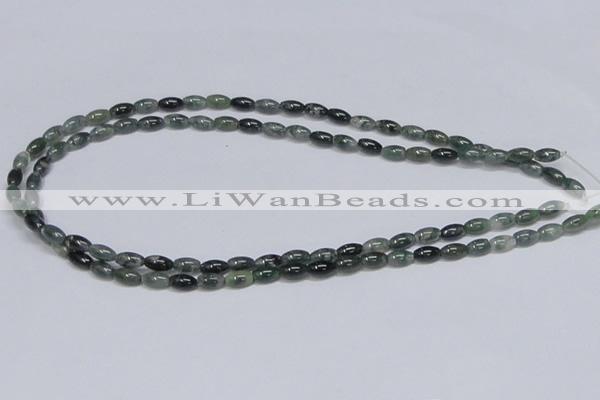 CAB387 15.5 inches 5*8mm rice moss agate gemstone beads wholesale