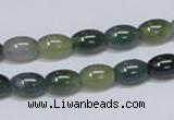 CAB388 15.5 inches 7*10mm rice moss agate gemstone beads wholesale