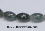 CAB390 15.5 inches 10*15mm rice moss agate gemstone beads wholesale