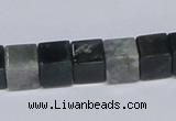 CAB398 15.5 inches 10*10mm cube moss agate gemstone beads wholesale