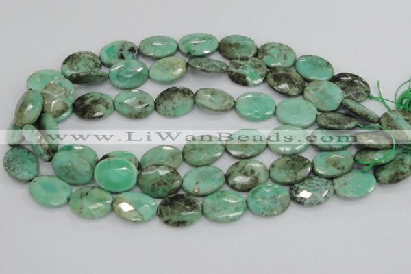 CAB40 15.5 inches 15*20mm faceted oval green grass agate beads