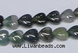 CAB405 15.5 inches 10*10mm heart moss agate gemstone beads wholesale