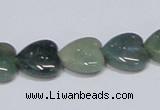 CAB407 15.5 inches 14*14mm heart moss agate gemstone beads wholesale