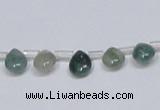 CAB414 15.5 inches 7*9mm flat teardrop moss agate gemstone beads