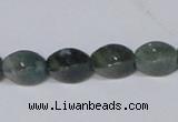 CAB420 15.5 inches 8*12mm twisted rice moss agate gemstone beads