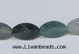 CAB421 15.5 inches 8*16mm twisted rice moss agate gemstone beads