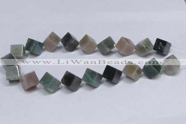 CAB443 15.5 inches 14*14mm inclined cube indian agate gemstone beads