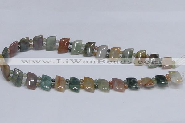 CAB468 15.5 inches horse eye & round double-drilled indian agate beads