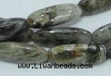 CAB566 15.5 inches 10*30mm rice silver needle agate gemstone beads