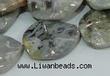 CAB575 15.5 inches 23*30mm wavy oval silver needle agate gemstone beads