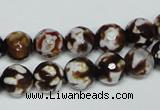 CAB616 15.5 inches 10mm faceted round leopard skin agate beads wholesale