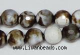 CAB620 15.5 inches 12mm faceted round leopard skin agate beads wholesale