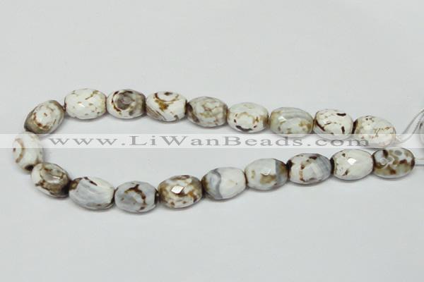 CAB624 15.5 inches 14*20mm faceted egg-shaped leopard skin agate beads