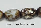 CAB625 15.5 inches 14*20mm faceted egg-shaped leopard skin agate beads