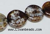 CAB628 15.5 inches 20mm flat round leopard skin agate beads wholesale