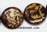 CAB630 15.5 inches 25mm flat round leopard skin agate beads wholesale