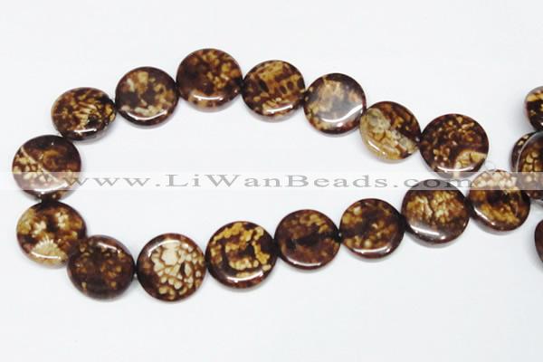 CAB630 15.5 inches 25mm flat round leopard skin agate beads wholesale