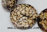 CAB631 15.5 inches 30mm flat round leopard skin agate beads wholesale