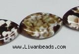 CAB636 15.5 inches 20*30mm marquise leopard skin agate beads