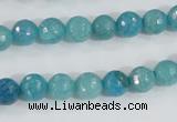 CAB653 15.5 inches 8mm faceted round fire crackle agate beads