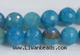 CAB655 15.5 inches 12mm faceted round fire crackle agate beads