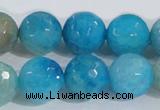 CAB656 15.5 inches 14mm faceted round fire crackle agate beads