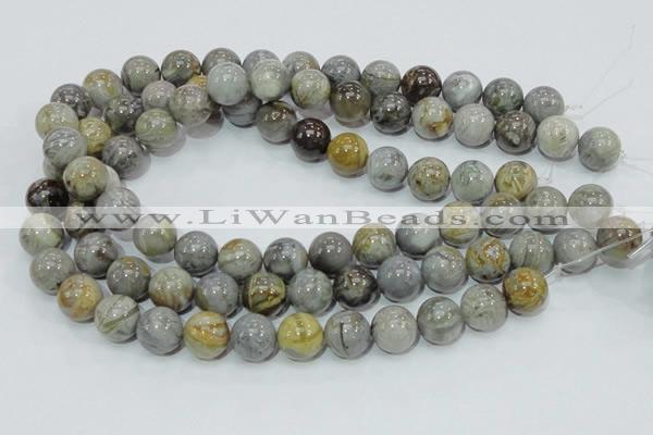 CAB69 15.5 inches 14mm round silver needle agate gemstone beads