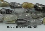 CAB72 15.5 inches 8*16mm teardrop silver needle agate gemstone beads