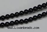 CAB722 15.5 inches 5mm round black agate gemstone beads wholesale