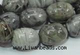 CAB74 15.5 inches 15*20mm egg-shaped silver needle agate beads