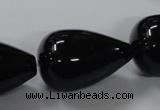 CAB743 15.5 inches 20*30mm teardrop black agate gemstone beads