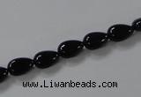 CAB744 15.5 inches 6*8mm flat teardrop black agate gemstone beads