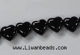 CAB755 15.5 inches 10*10mm top-drilled heart black agate beads