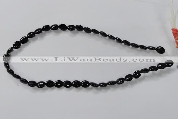 CAB756 15.5 inches 8*10mm oval black agate gemstone beads wholesale