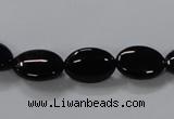 CAB757 15.5 inches 10*14mm oval black agate gemstone beads wholesale