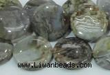 CAB76 15.5 inches 20mm flat round silver needle agate gemstone beads