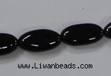 CAB760 15.5 inches 10*20mm oval black agate gemstone beads wholesale