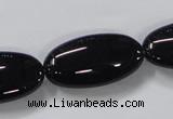 CAB763 15.5 inches 15*30mm oval black agate gemstone beads wholesale