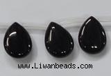 CAB772 15.5 inches 15*20mm top-drilled flat teardrop black agate beads