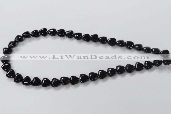 CAB775 15.5 inches 10*10mm triangle black agate gemstone beads