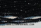 CAB780 15.5 inches 2mm faceted round black agate gemstone beads