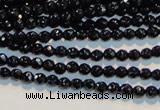 CAB781 15.5 inches 3mm faceted round black agate gemstone beads