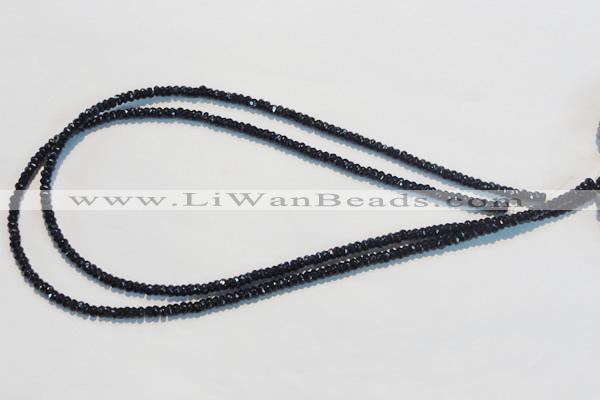 CAB785 15.5 inches 2*4mm faceted rondelle black agate gemstone beads