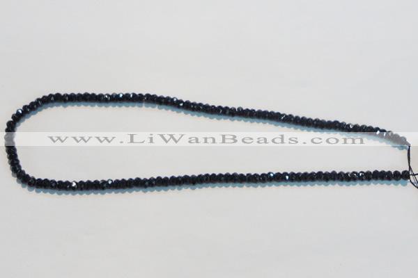 CAB786 15.5 inches 3*5mm faceted rondelle black agate gemstone beads