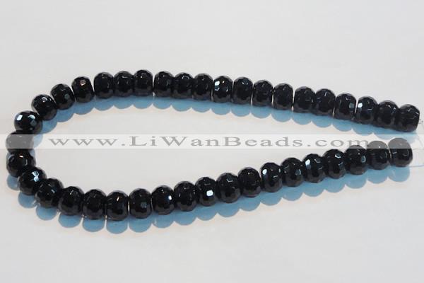 CAB787 15.5 inches 10*14mm faceted rondelle black agate gemstone beads