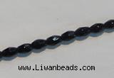 CAB789 15.5 inches 4*6mm faceted rice black agate gemstone beads