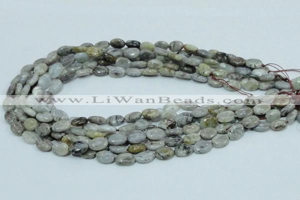 CAB79 15.5 inches 8*12mm oval silver needle agate gemstone beads