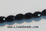 CAB790 15.5 inches 8*10mm faceted rice black agate gemstone beads