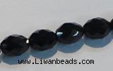 CAB792 15.5 inches 9*12mm faceted rice black agate gemstone beads