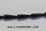 CAB798 15.5 inches 5*16mm faceted teardrop black gemstone agate beads